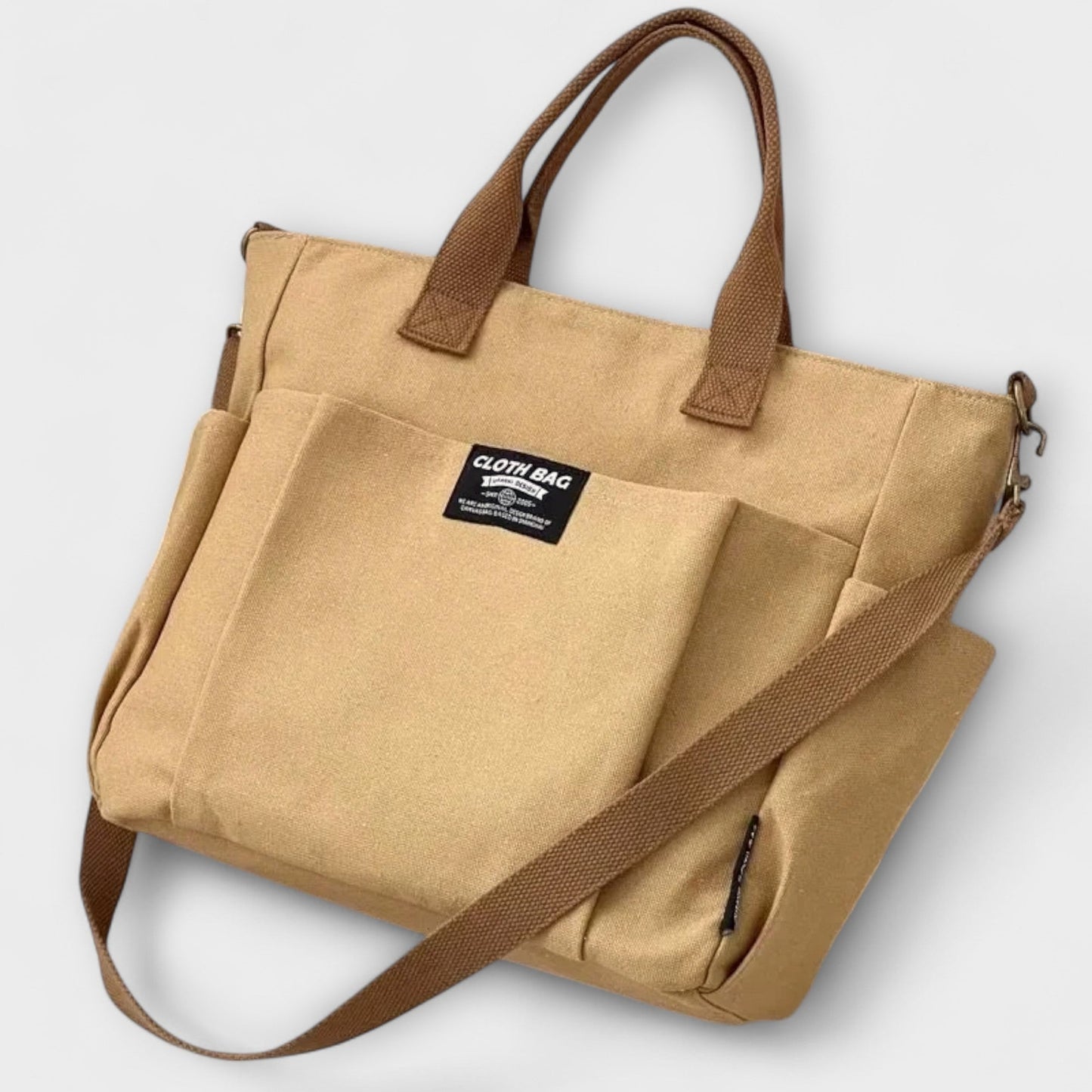 Borsa a Spalla in Tela con Tracolla Regolabile - Spaziosa e Resistente per Lavoro o Scuola