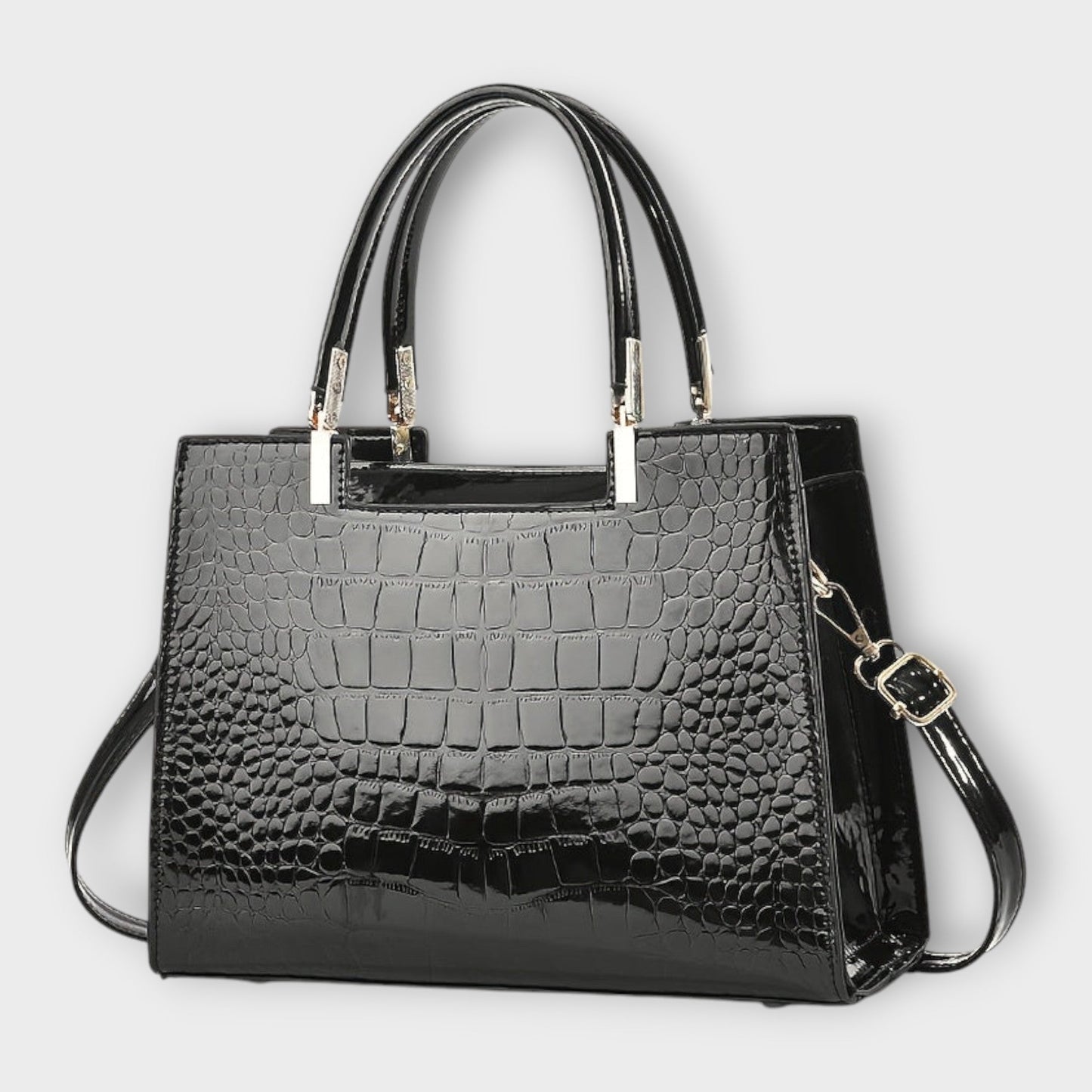 Aurellia - Borsa in PU Lucido con Motivo Coccodrillo, Design Elegante e Spazioso per Ogni Occasione