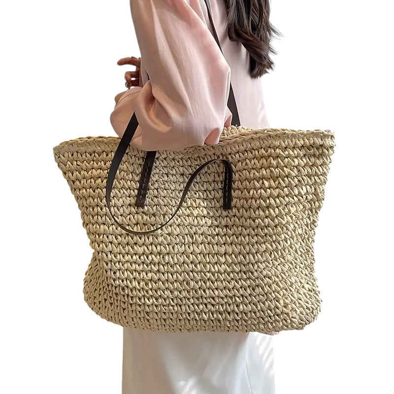 Borsa a Tracolla Woven Aurellia in Paglia con Cinghie Resistenti per Uso Quotidiano