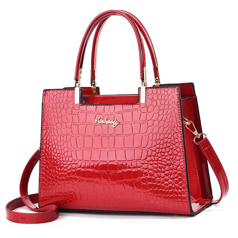 Aurellia - Borsa in PU Lucido con Motivo Coccodrillo, Design Elegante e Spazioso per Ogni Occasione