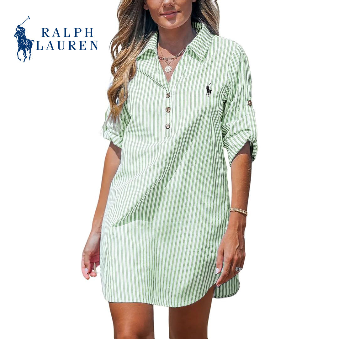 RL - Vestito Camicia a Righe da Donna