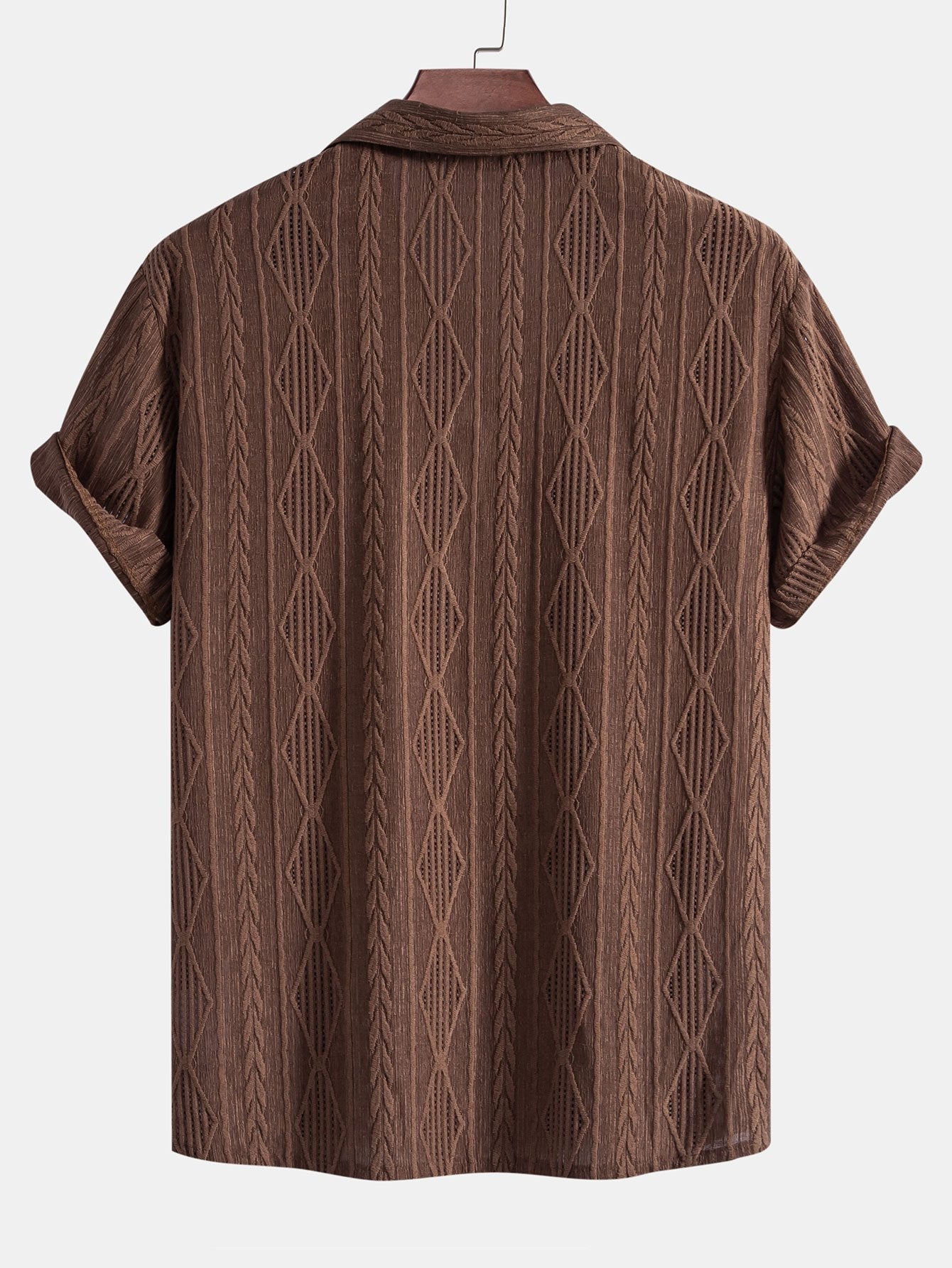 Camicia Jacquard Geometrica Cubana & Pantaloni in Lino a Gamba Dritta