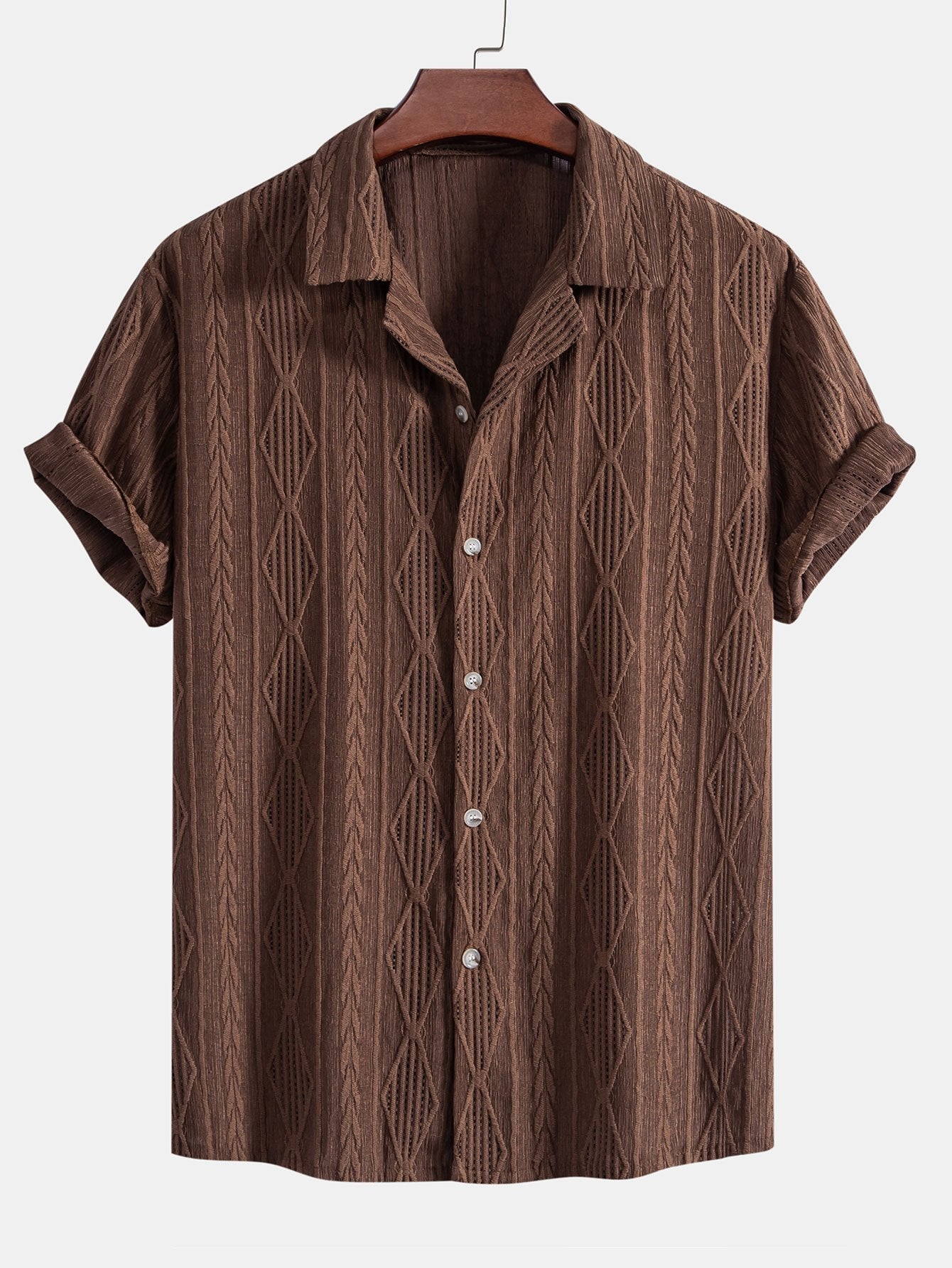 Camicia Jacquard Geometrica Cubana & Pantaloni in Lino a Gamba Dritta