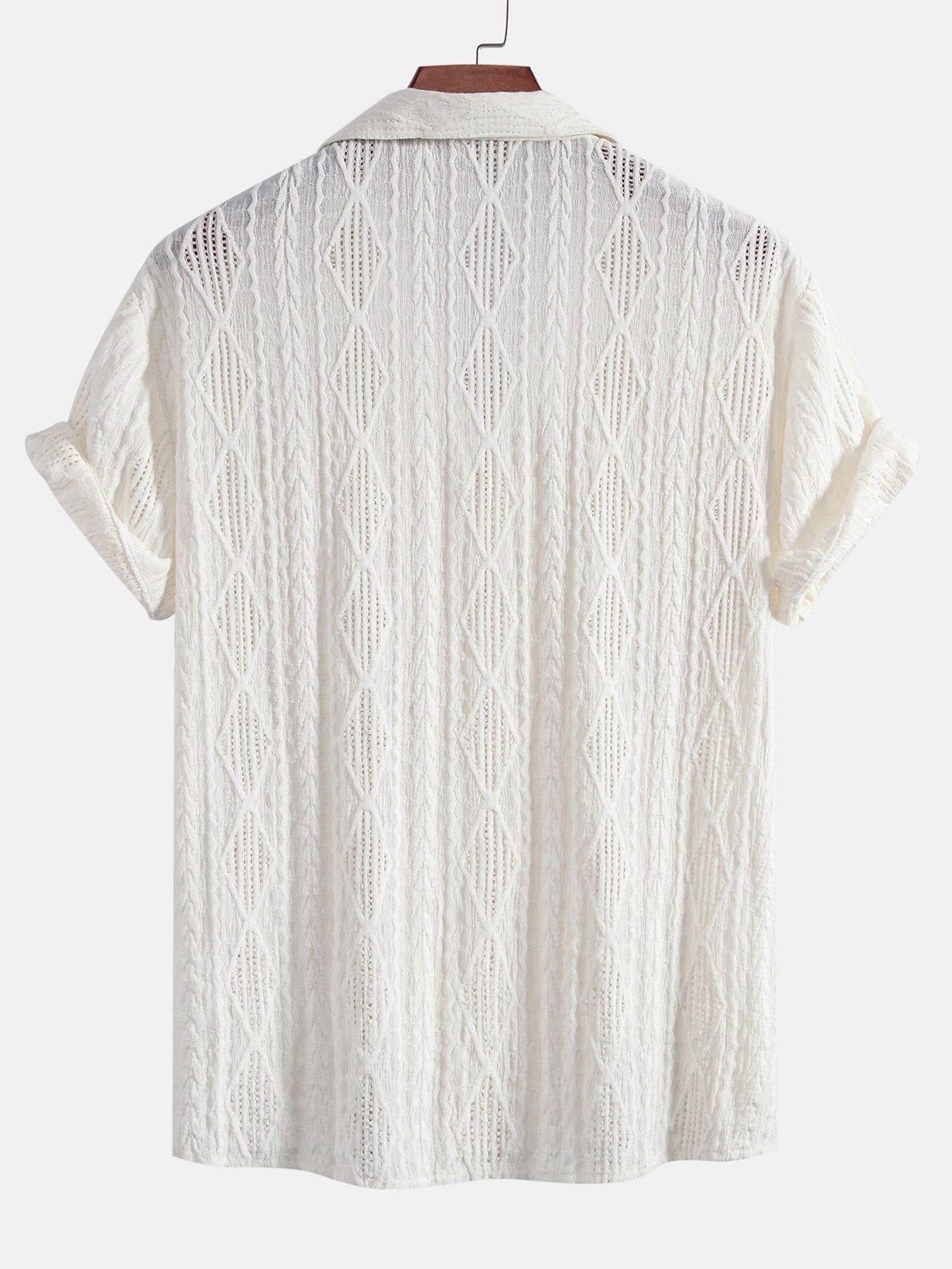 Camicia Jacquard Geometrica Cubana & Pantaloni in Lino a Gamba Dritta