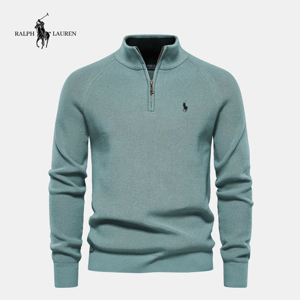 Rl - Maglione a Maglia con Mezza Zip