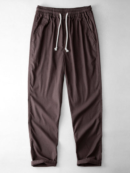 Camicetta Geometrica Jacquard Cubana & Pantaloni in Lino a Gamba Dritta