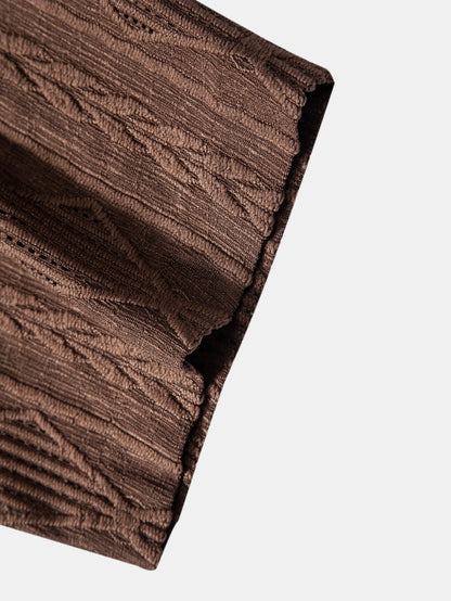 Camicetta Geometrica Jacquard Cubana & Pantaloni in Lino a Gamba Dritta