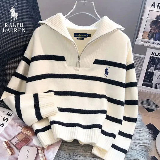 RL – Maglione a Righe con Zip