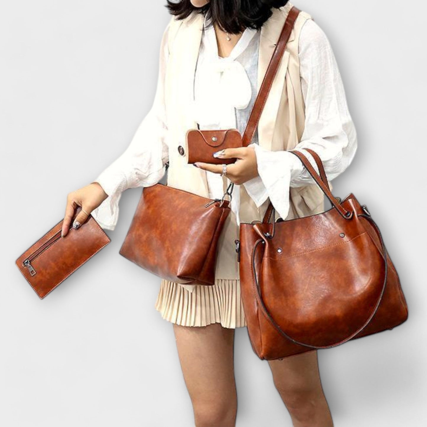 Aurellia - Set di 4 Eleganti Borse Vintage per Uso Quotidiano