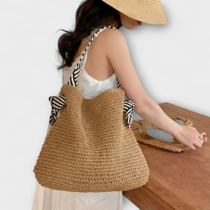 Suzu - Borsa Tote Boho Sierra, Intrecciata a Mano, Cinghie Comode, Chiusura Magnetica Sicura, Capacità Versatile