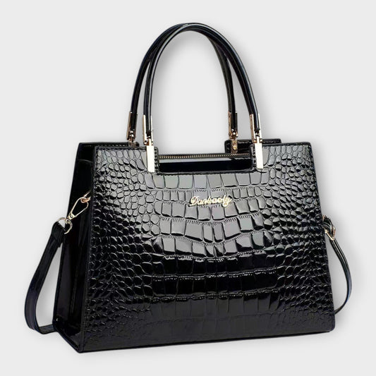 Aurellia - Borsa in PU Lucido con Motivo Coccodrillo, Design Elegante e Spazioso per Ogni Occasione