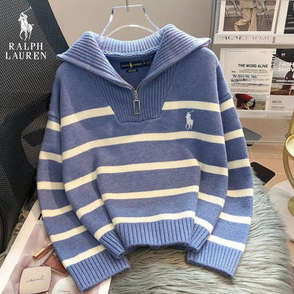 RL – Maglione a Righe con Zip
