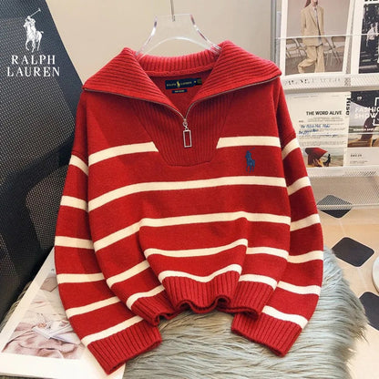 RL – Maglione a Righe con Zip