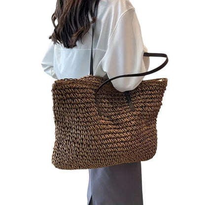 Borsa a Tracolla Woven Aurellia in Paglia con Cinghie Resistenti per Uso Quotidiano