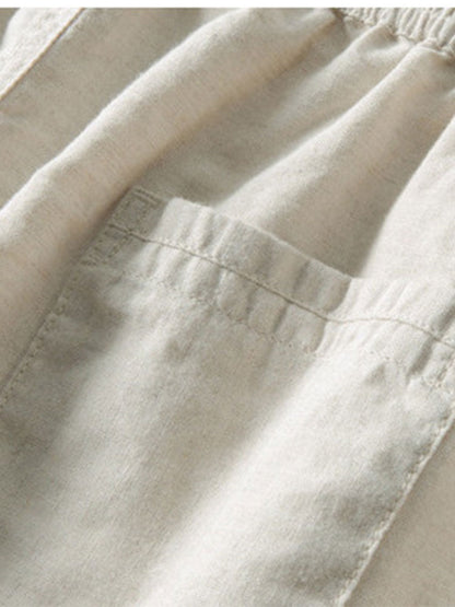 Camicia Jacquard Geometrica Cubana & Pantaloni in Lino a Gamba Dritta