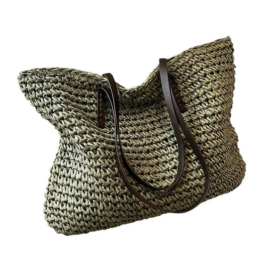 Borsa a Tracolla Woven Aurellia in Paglia con Cinghie Resistenti per Uso Quotidiano