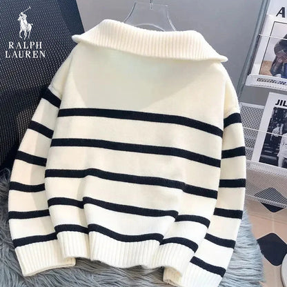 RL – Maglione a Righe con Zip