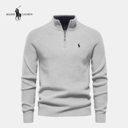 Rl - Maglione a maglia con zip a metà