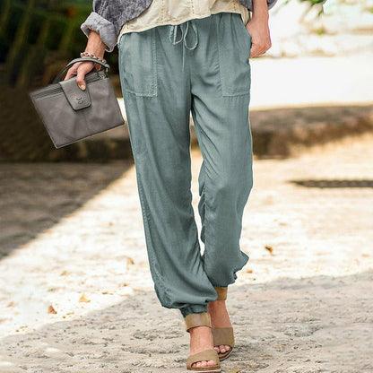 Pantaloni Casual con Coulisse in Colore Unito