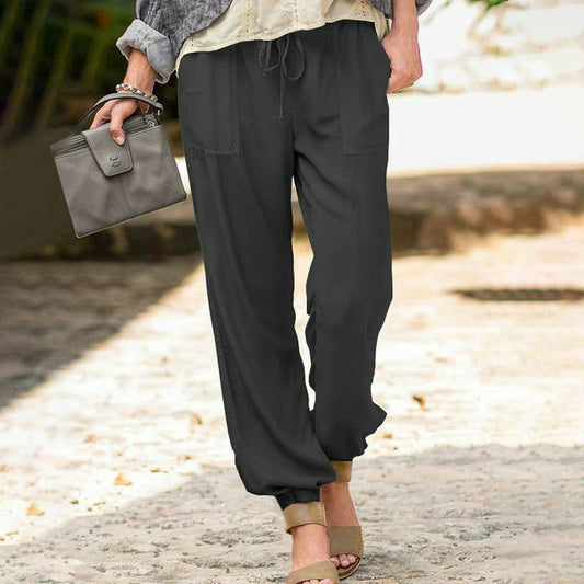 Pantaloni Casual con Coulisse in Colore Unito