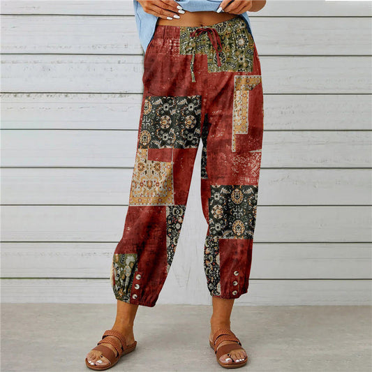 【Cotone e Lino】Pantaloni Stampati Vintage