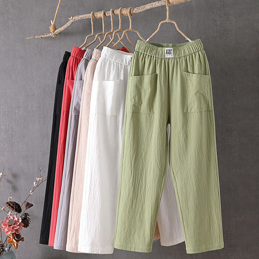【Cotone e Lino】Pantaloni Casual Semplici
