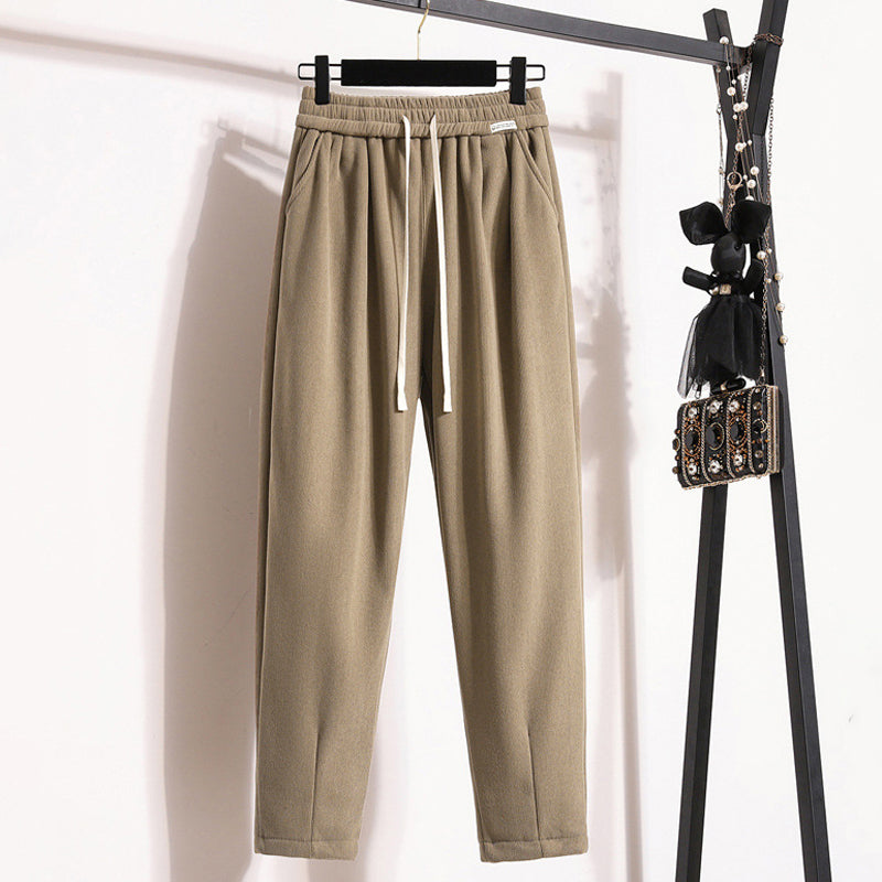 Pantaloni a Colore Unito Caldi