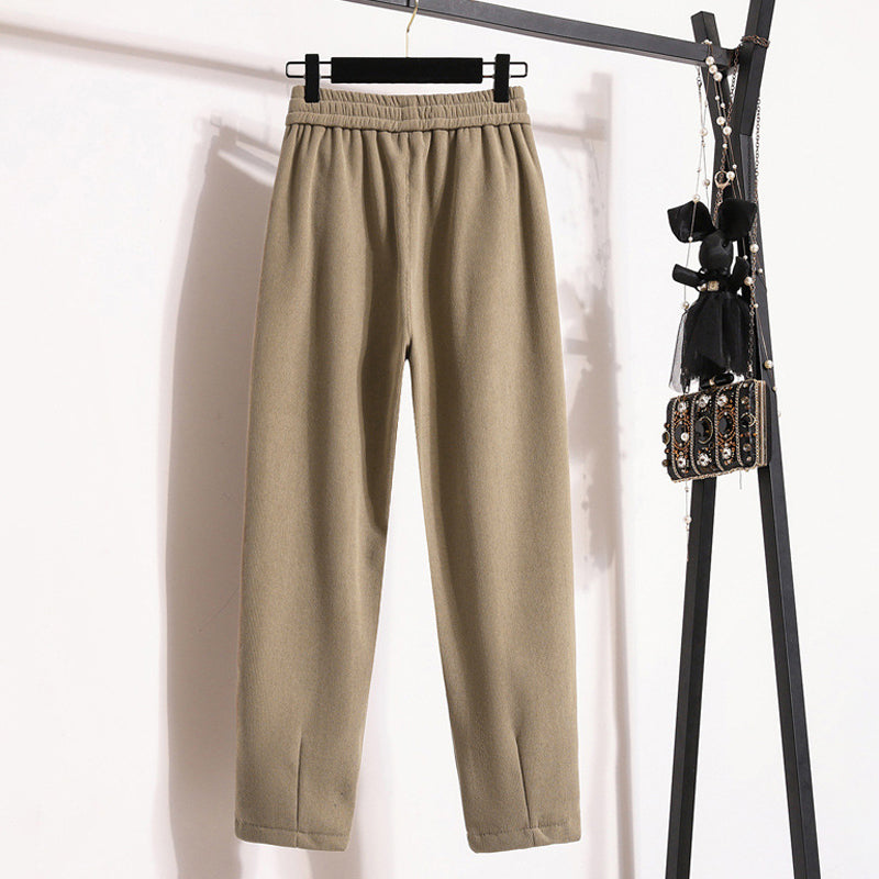 Pantaloni a Colore Unito Caldi