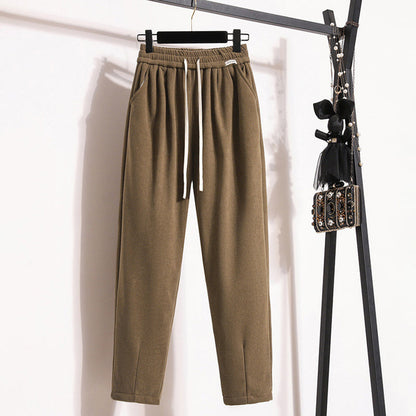 Pantaloni a Colore Unito Caldi