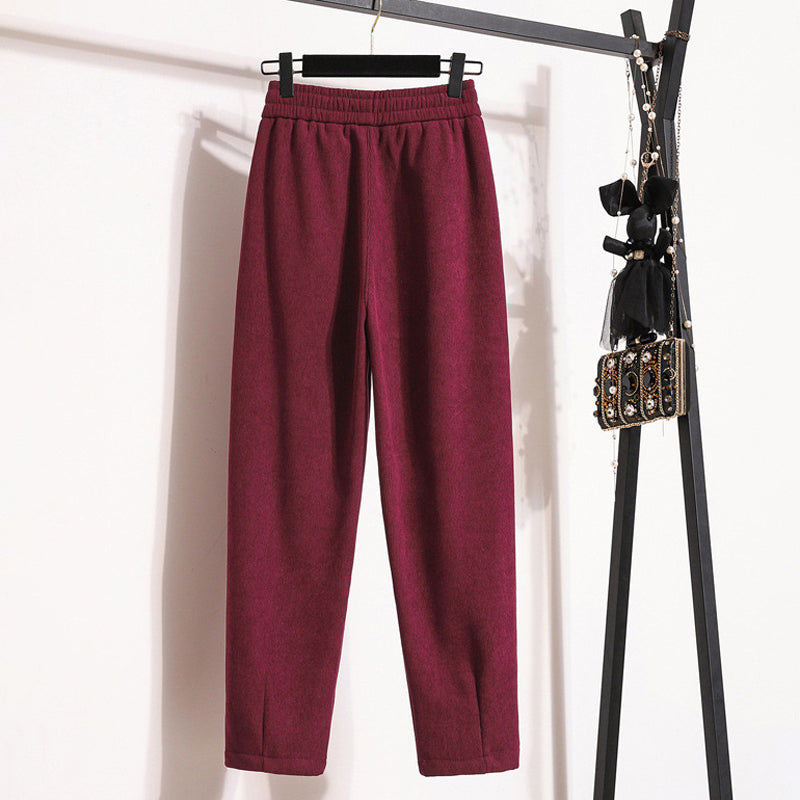 Pantaloni a Colore Unito Caldi