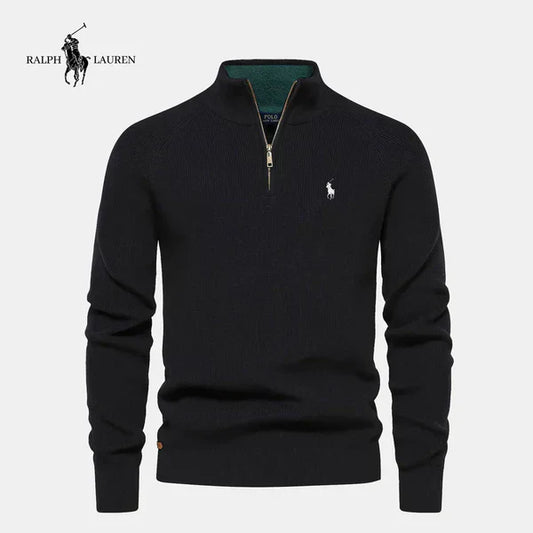Rl - Maglione a Maglia con Mezza Zip