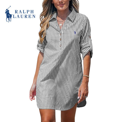 RL - Vestito Camicia a Righe da Donna