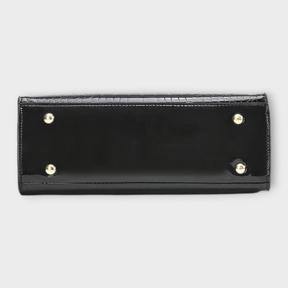 Aurellia - Borsa in PU Lucido con Motivo Coccodrillo, Design Elegante e Spazioso per Ogni Occasione