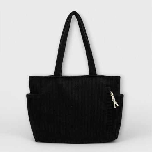 Borsa a Spalla Aurellia - Design in Cordone Spazioso con Tasche, 39x15x28 cm, Disponibile in Vari Colori