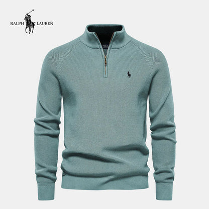 Rl - Maglione a Maglia con Mezza Zip